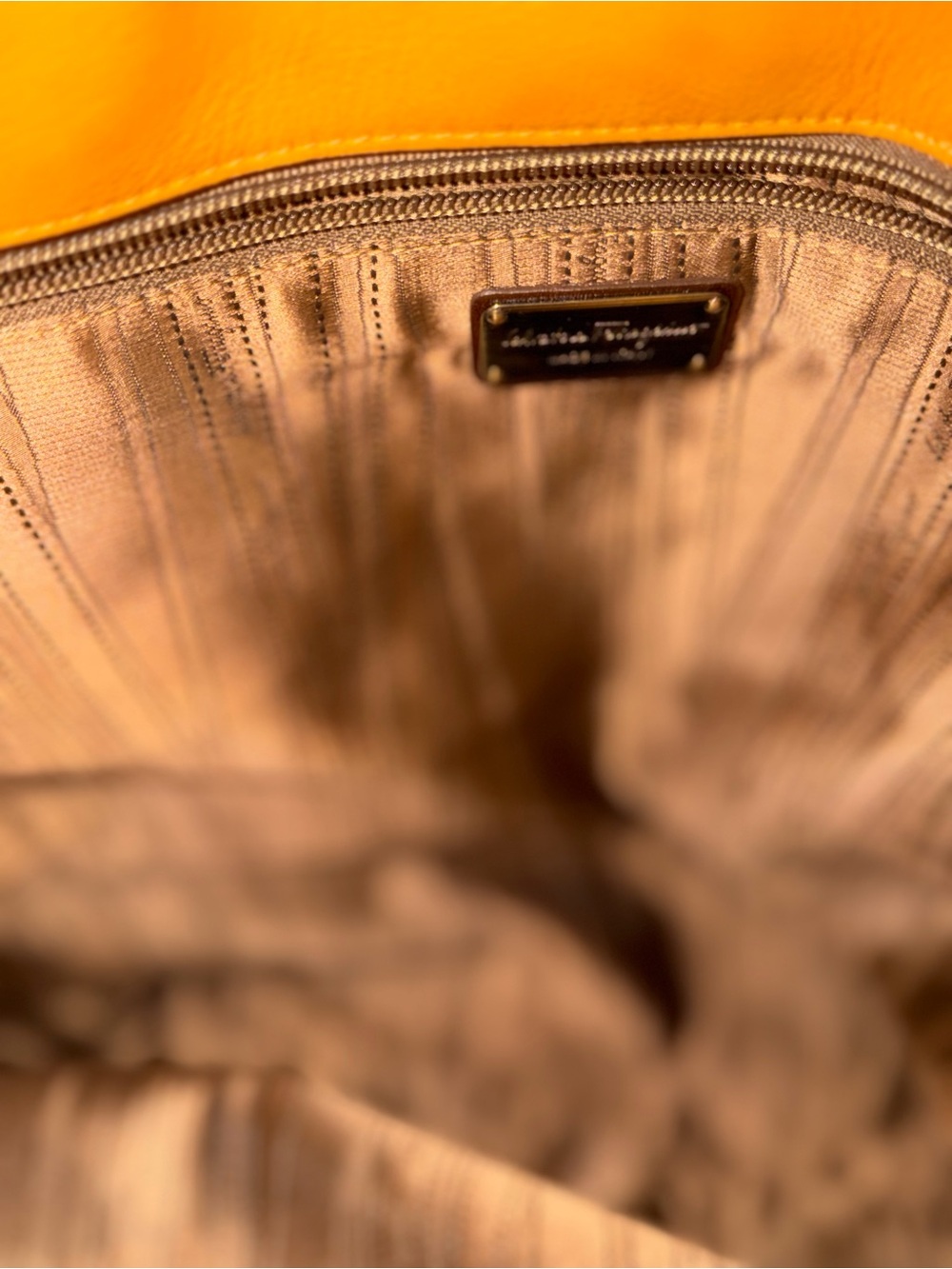 Salvatore Ferragamo Tan Leather Hobo Bag with Dark Brown Trim - Picture 12 of 14